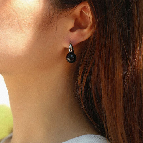 Round Hoop Man-Made Pearl Earrings - Zafari Studio Jewelry